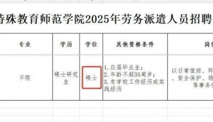 高校招勤杂工要求35岁以下硕士，这是愧对了大学之“大”